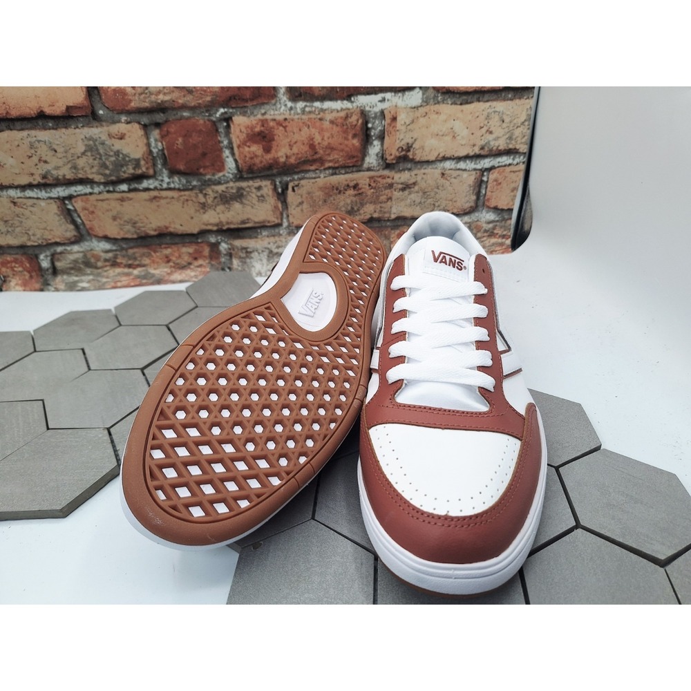 MEN VANS SKATE LOWLAND CC Sz 11.5 Brown Tan Red White  Comfycush  2-Tone Leather - Picture 6 of 10